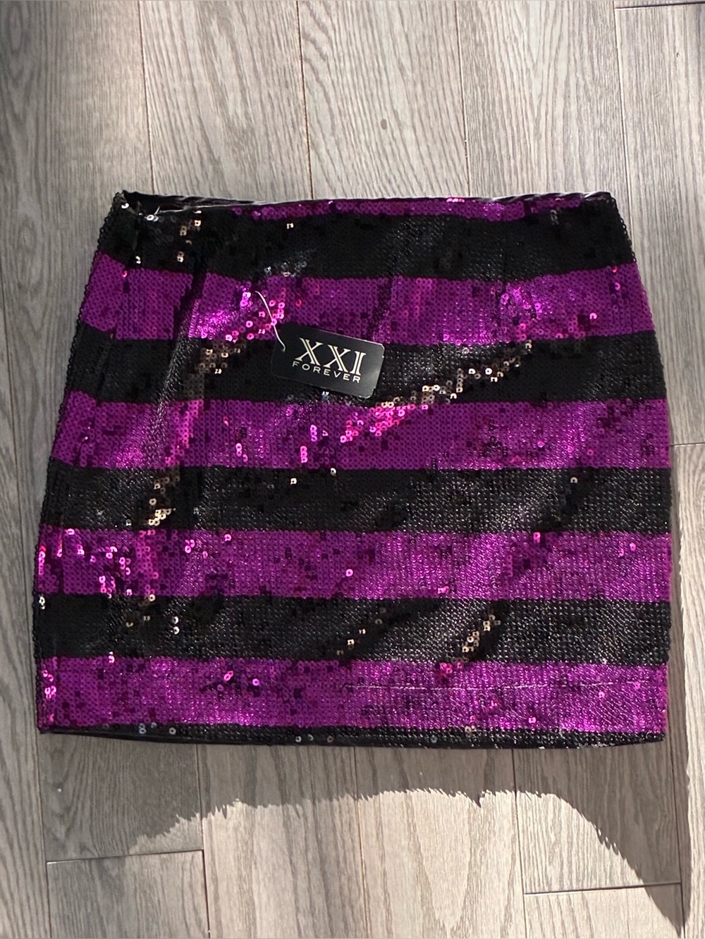 Forever 21 Purple and Black Sequin Striped Mini Skirt